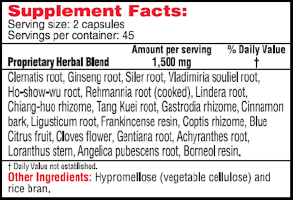 Astra Essence Supplement Facts Label
