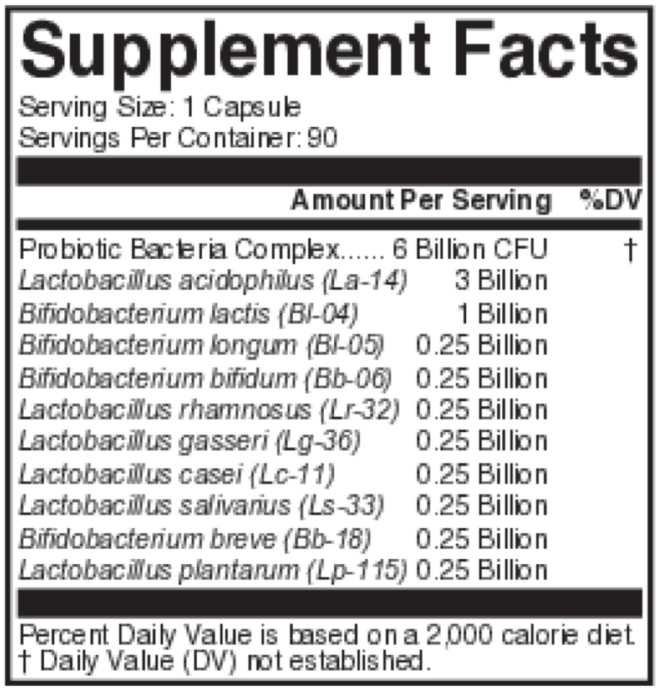 Frontier Biotics Supplement Facts Label