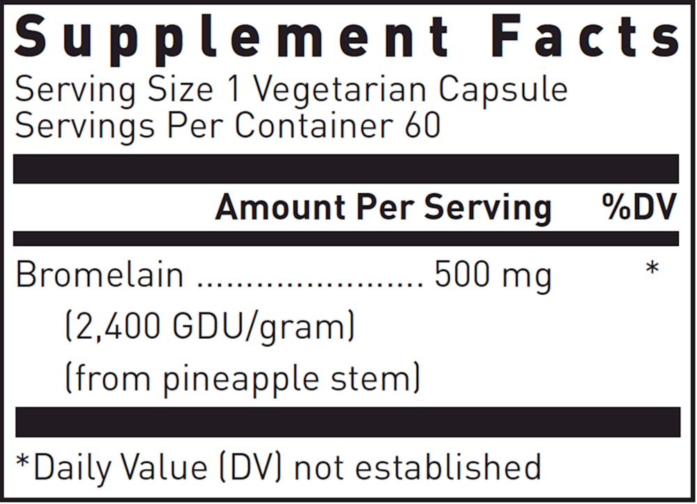 Bromelain 500 mg Supplement Facts Label