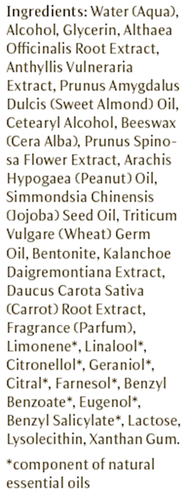 Hydrating Hand Cream Supplement Facts Label