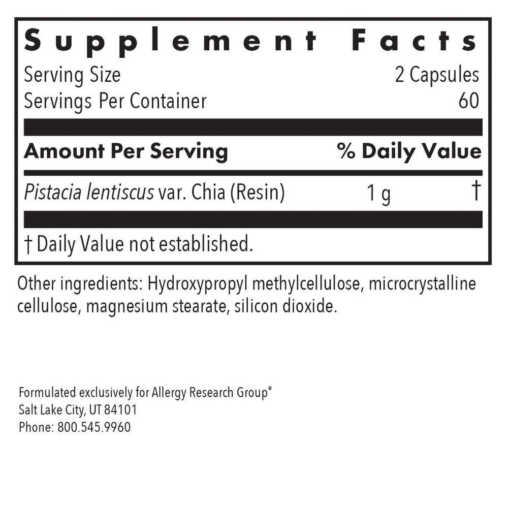 Mastica® 240 Count Supplement Facts Label