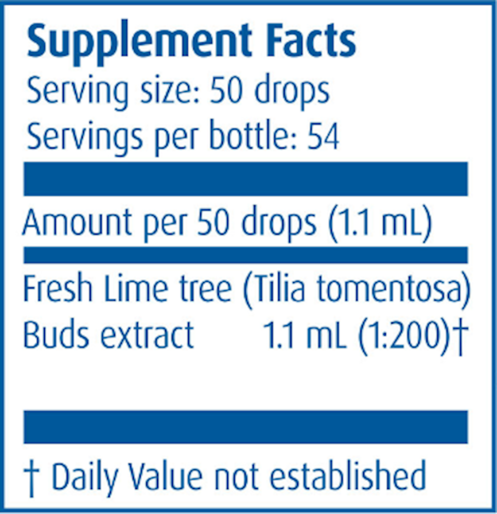 Gemmo Lime Tree Buds Supplement Facts Label