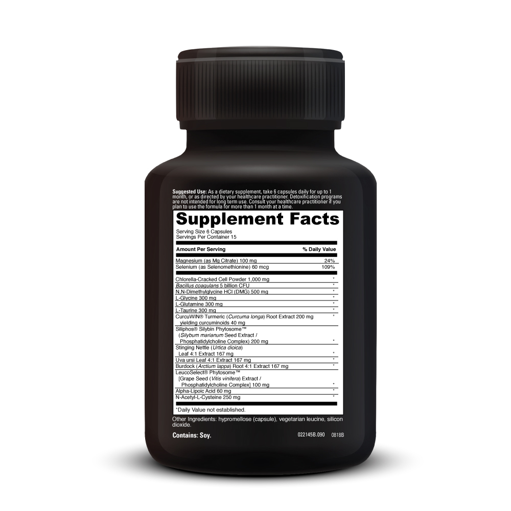 Detox Benefits Supplement Facts Label