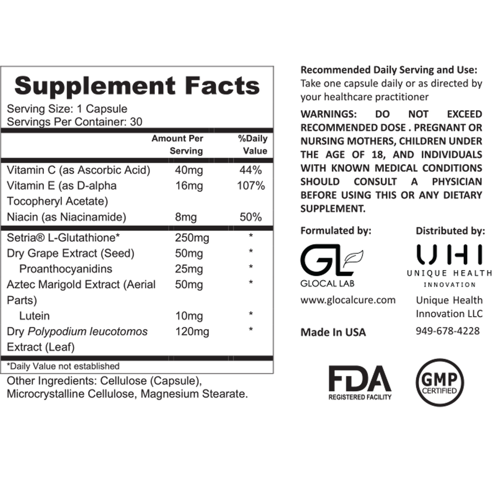 DEPiGMA Supplement Facts Label