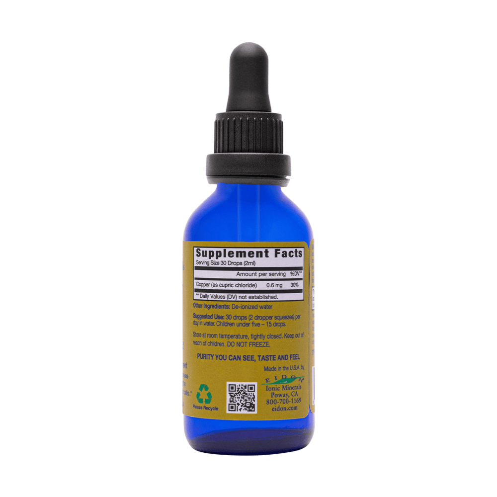 Copper Liquid Supplement Facts Label