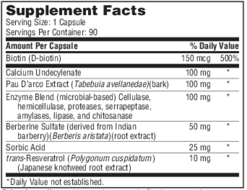 THER-BIOTIC Candida Complex Supplement Facts Label