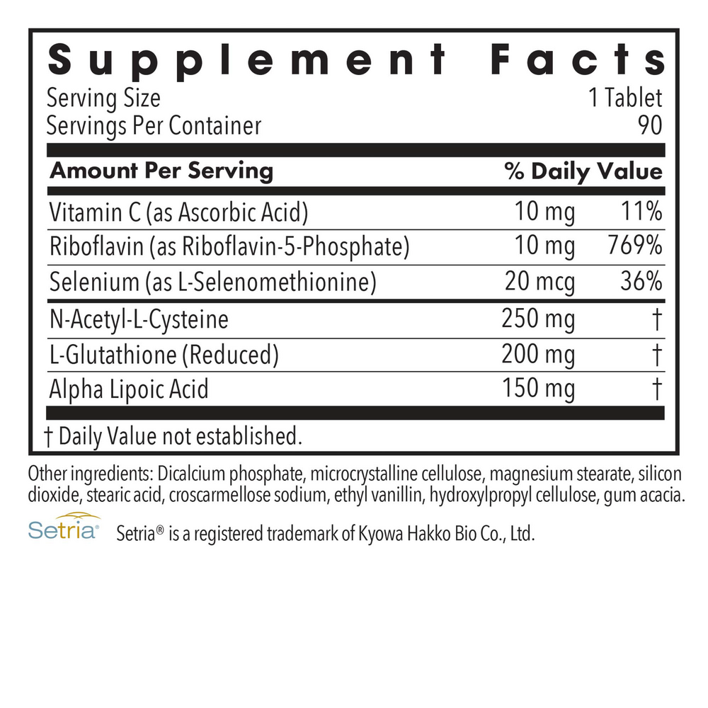 ThioDox® Supplement Facts Label