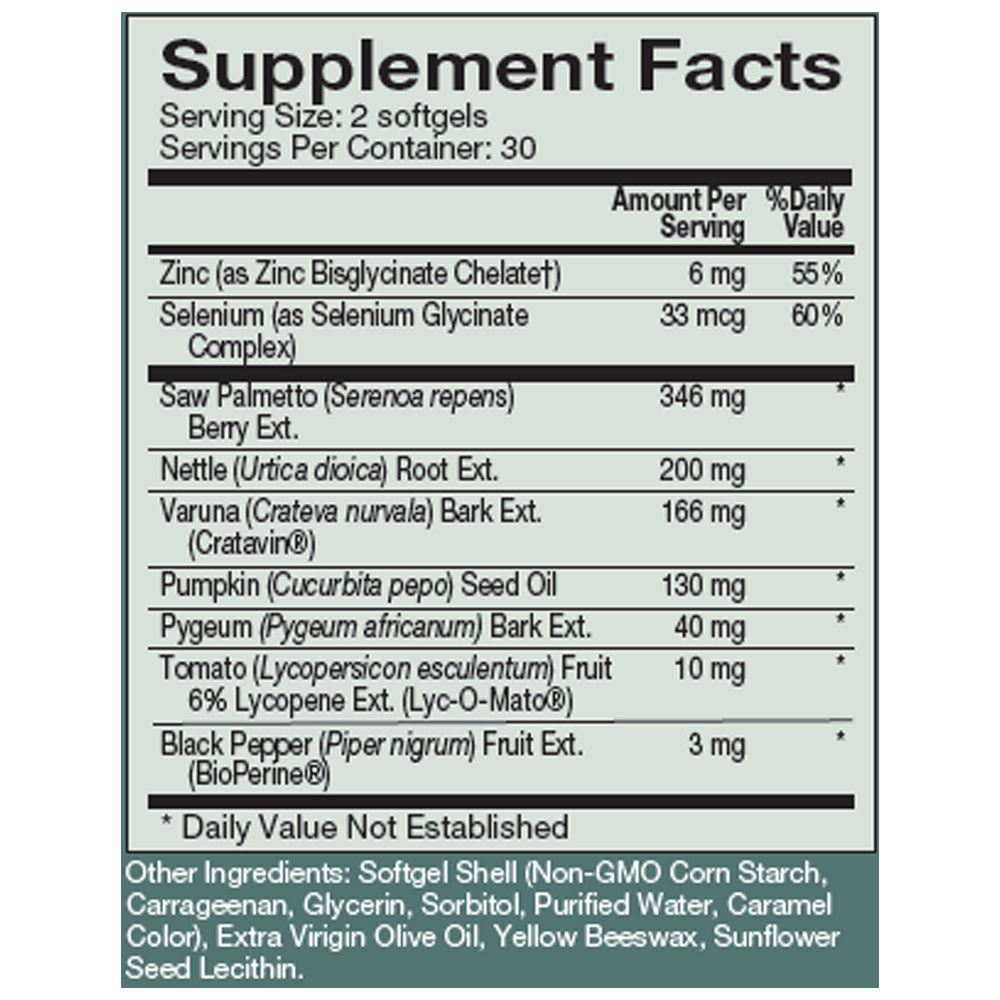 Prosta-Palmetto Supreme® (formerly Serenoa Supreme) Supplement Facts Label