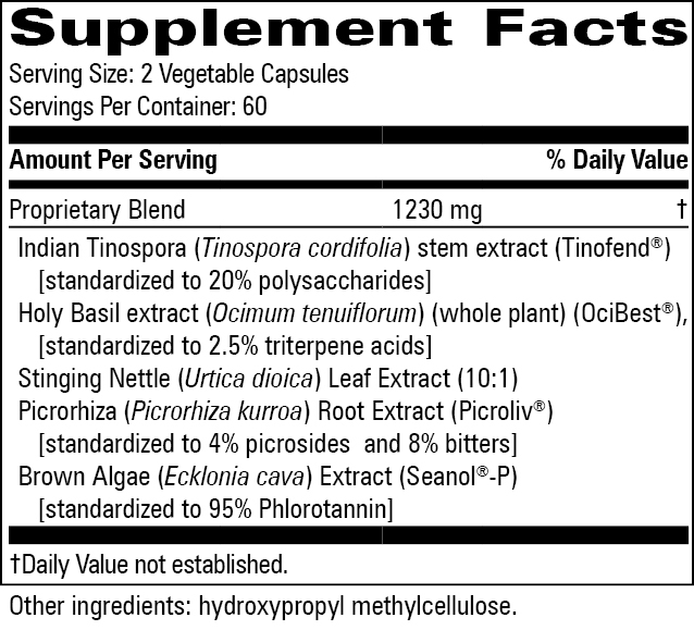 Allergy Modulator Supplement Facts Label