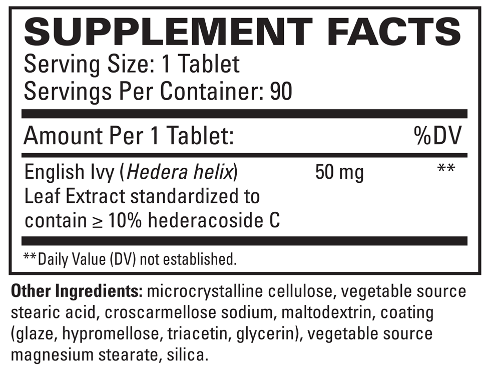 Bronchial Clear Tablets Supplement Facts Label