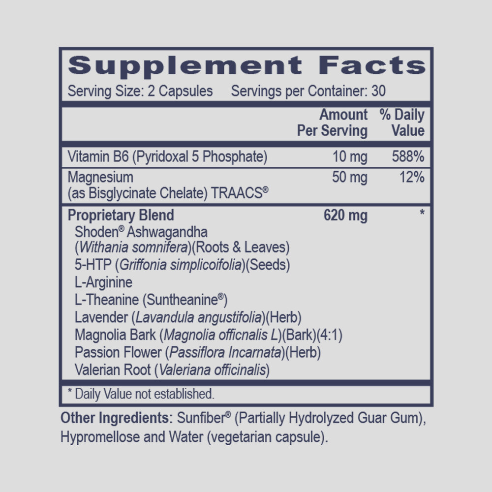 Rest & Reset Supplement Facts Label