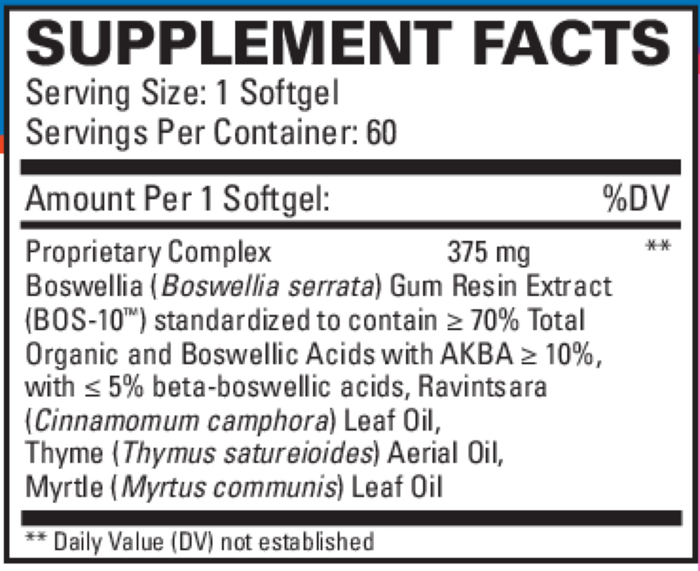BosMed Respiratory Support Supplement Facts Label