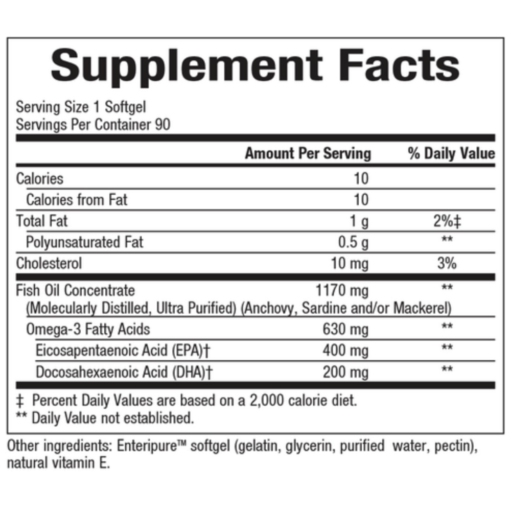 OptiMega-3 Supplement Facts Label
