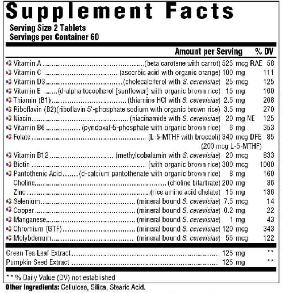 Men's 55+ Multivitamin Supplement Facts Label