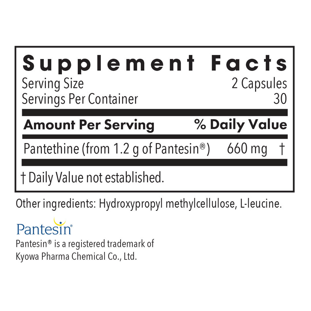 Pantethine Supplement Facts Label