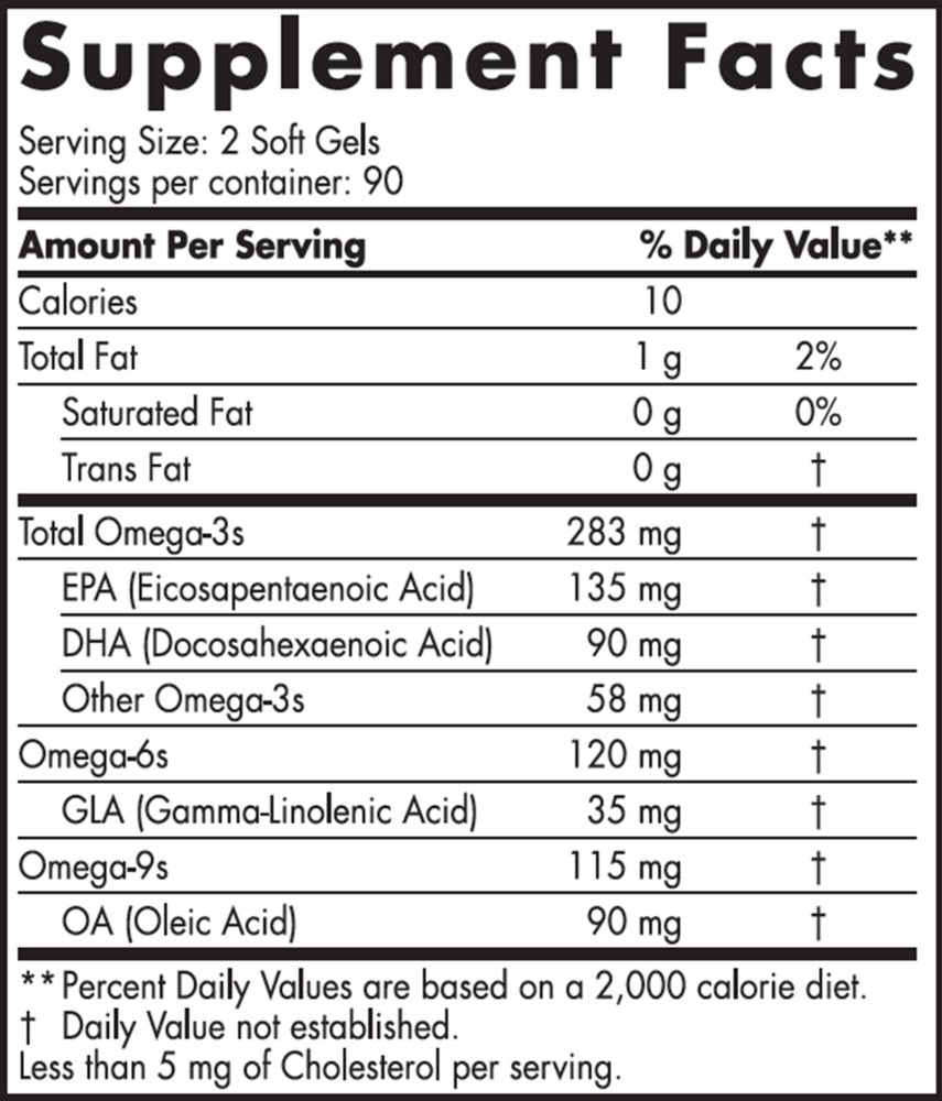 Complete Omega Junior Supplement Facts Label