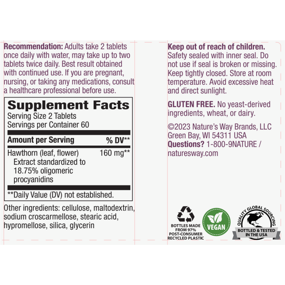 HeartCare Supplement Facts Label