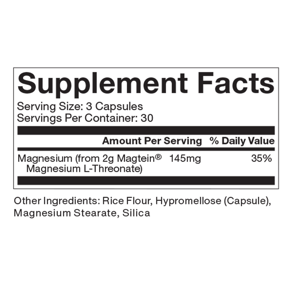 Magnesium L-Threonate Supplement Facts Label
