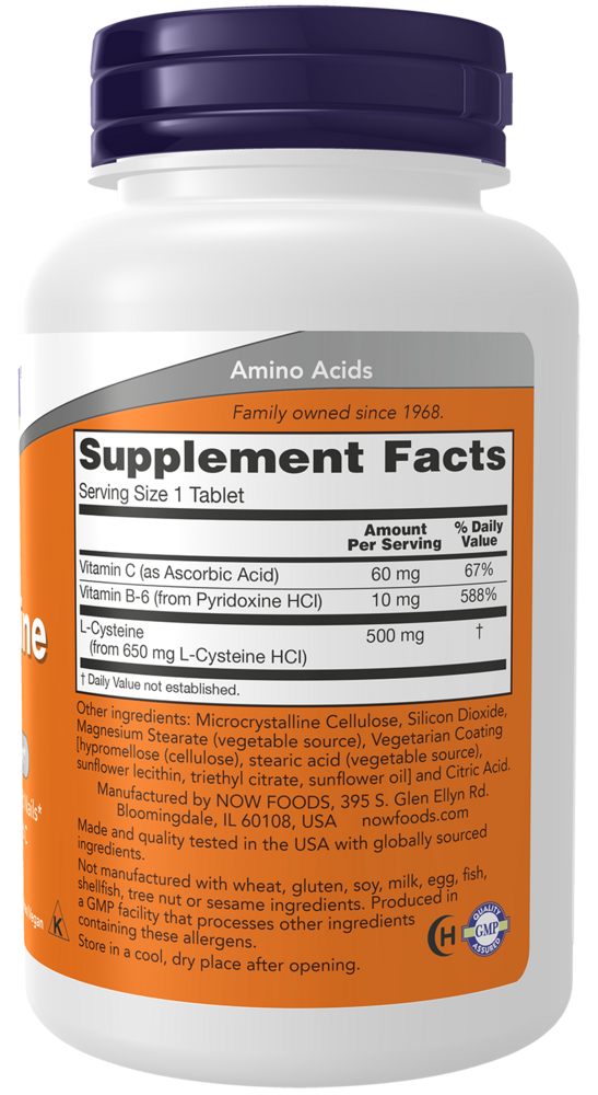 L-Cysteine 500 mg Supplement Facts Label