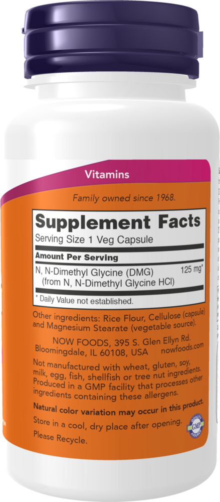 DMG 125 mg Supplement Facts Label