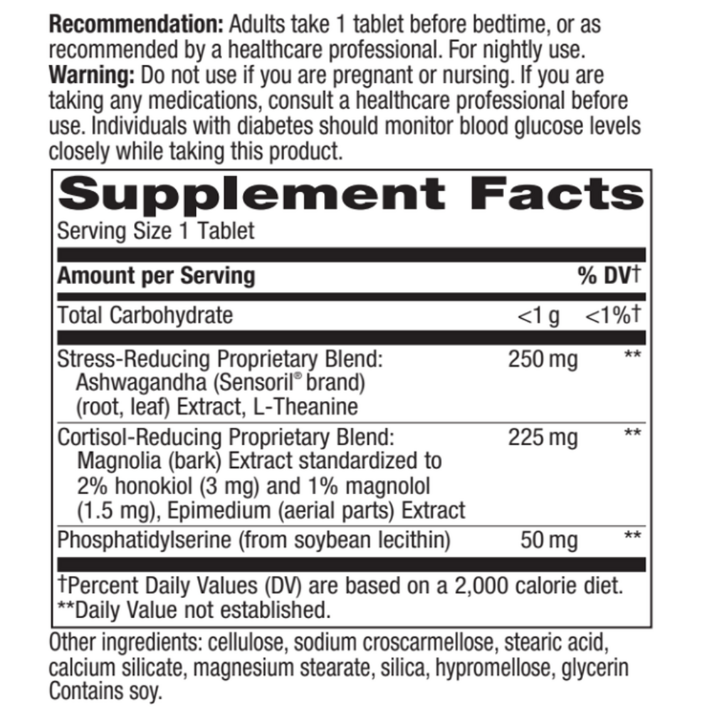 Sleep Tonight! Supplement Facts Label