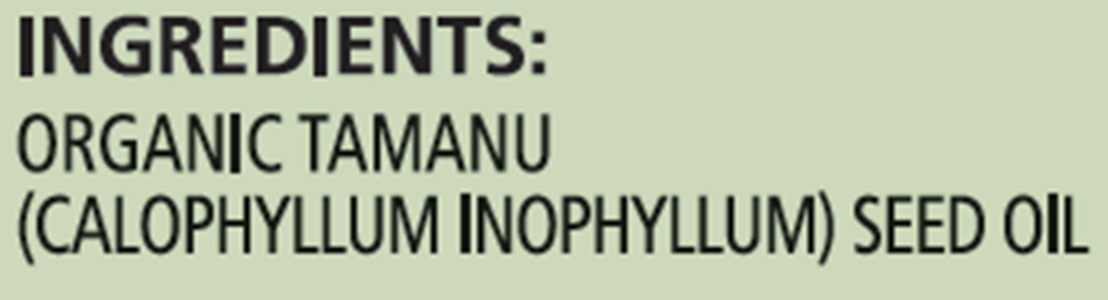 Tamanu Oil Organic Supplement Facts Label