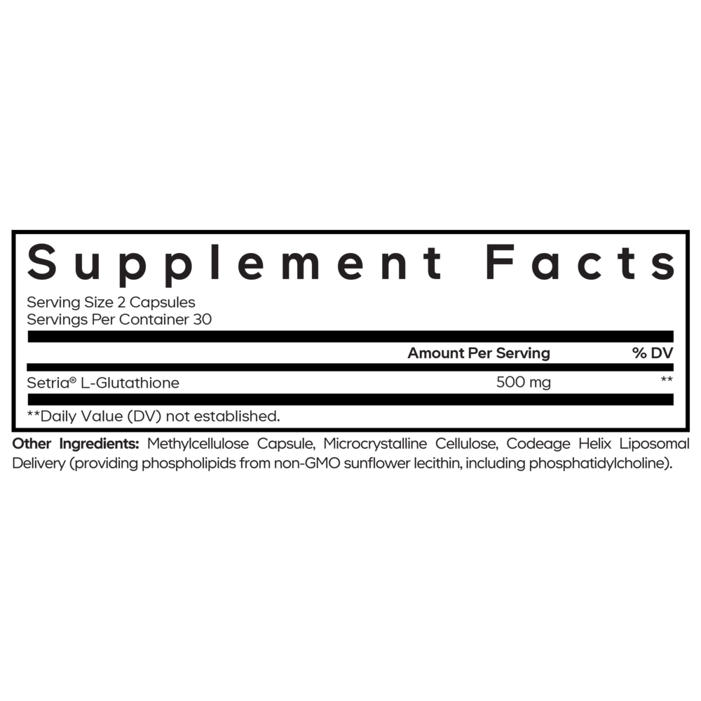 Liposomal Glutathione Setria Supplement Facts Label
