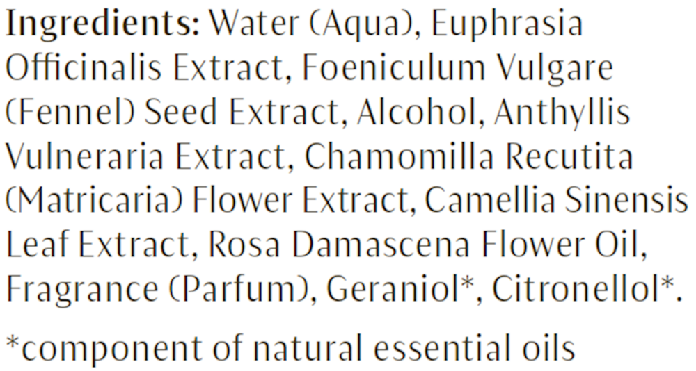 Eye Revive Supplement Facts Label