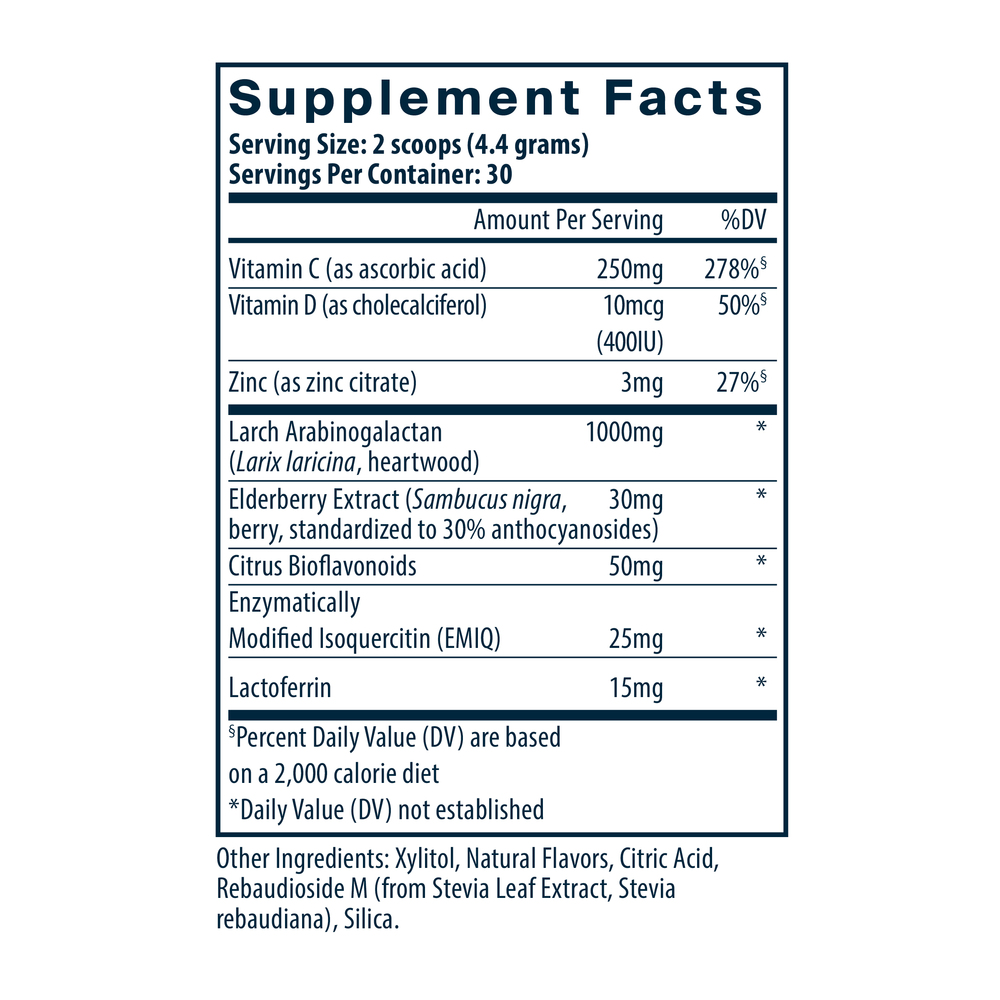 BACKORDER ONLY - Kids Berry Brave Immune Powder Supplement Facts Label