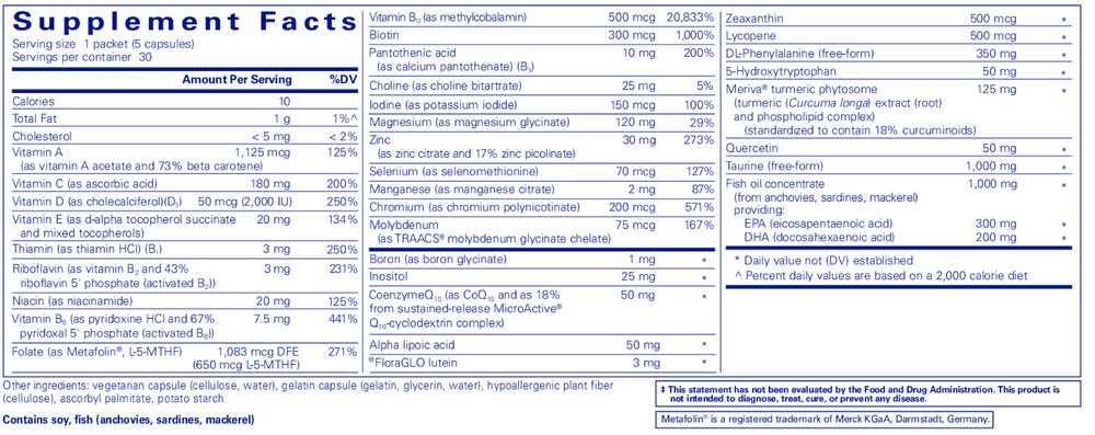 NeuroMood Pure Pack Supplement Facts Label