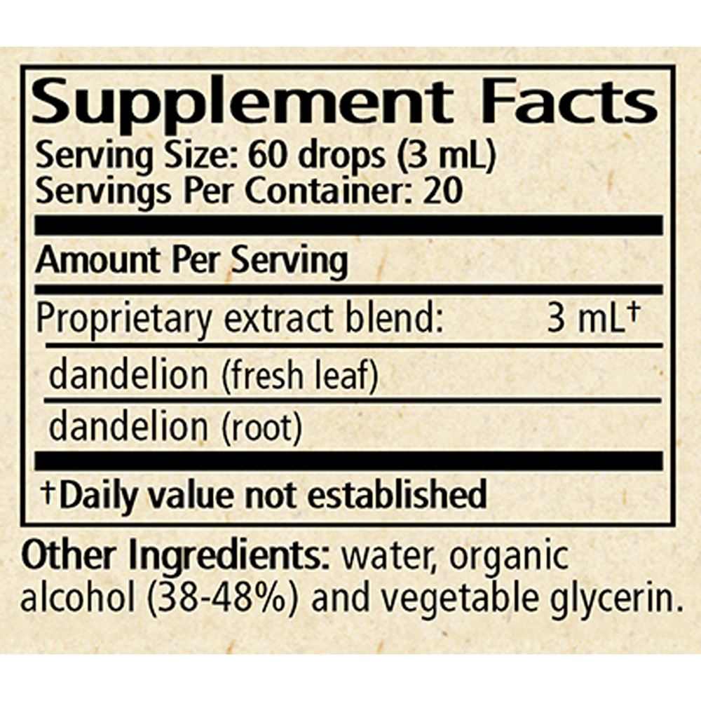 Dandelion Cleanse (formerly Taraxacum whole/dandelion) Supplement Facts Label