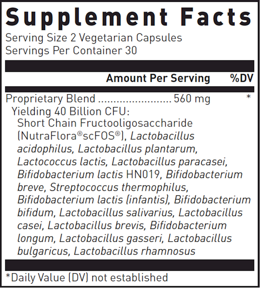 MULTI-PROBIOTIC 40 BILLION Supplement Facts Label