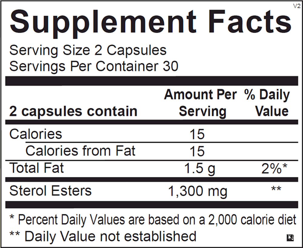 Plant Sterols Supplement Facts Label