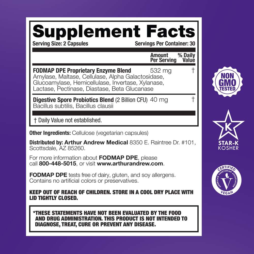 FODMAP DPE Supplement Facts Label