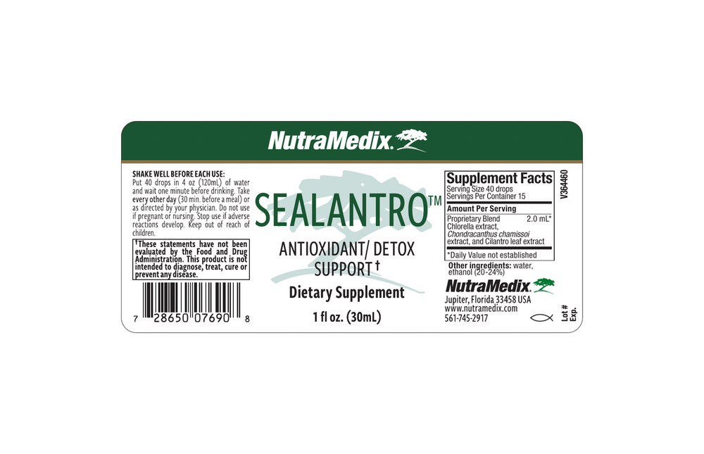Sealantro Supplement Facts Label