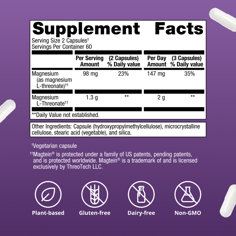 Mag L-Threonate Supplement Facts Label