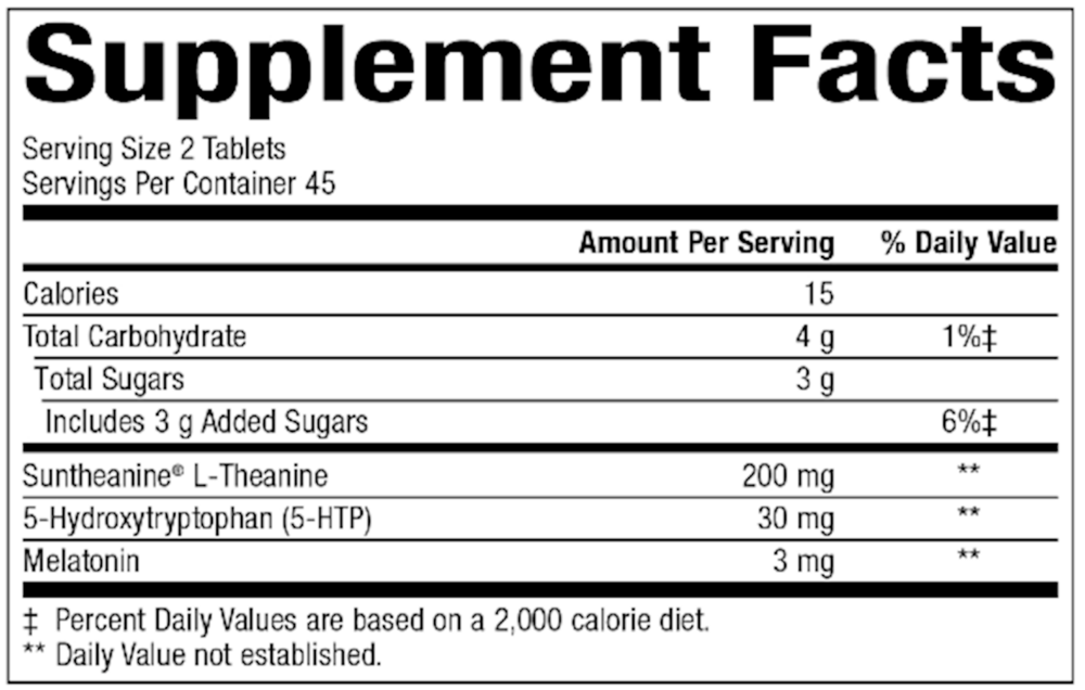 Somno-Pro Tropical Breeze Supplement Facts Label