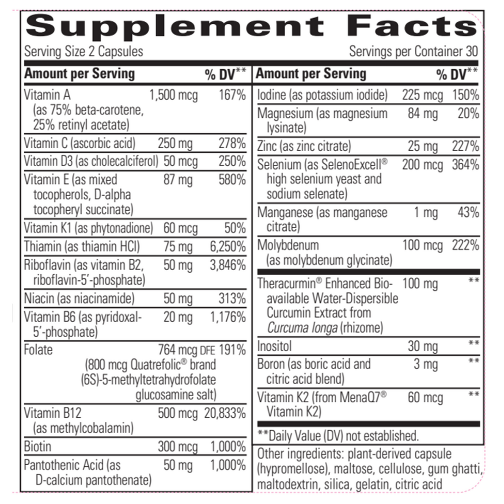 Clinical Nutrients™ HP Supplement Facts Label