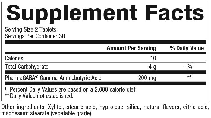 PharmaGABA Chews Supplement Facts Label