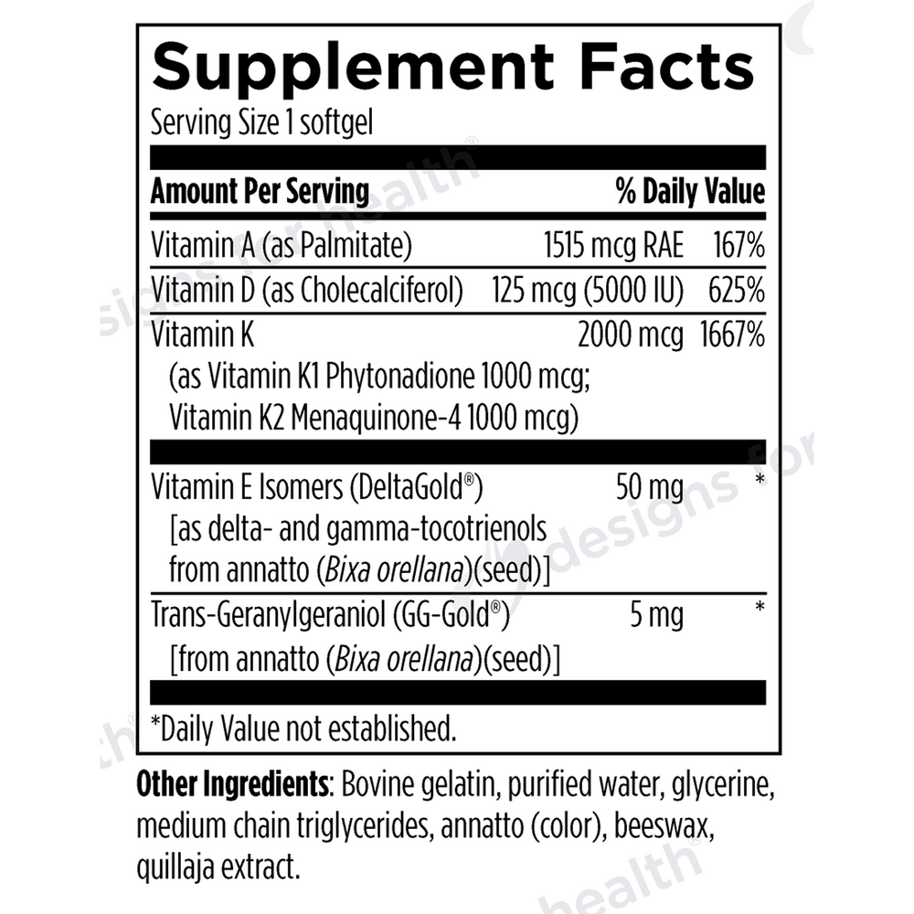 ADK Evail™ Supplement Facts Label