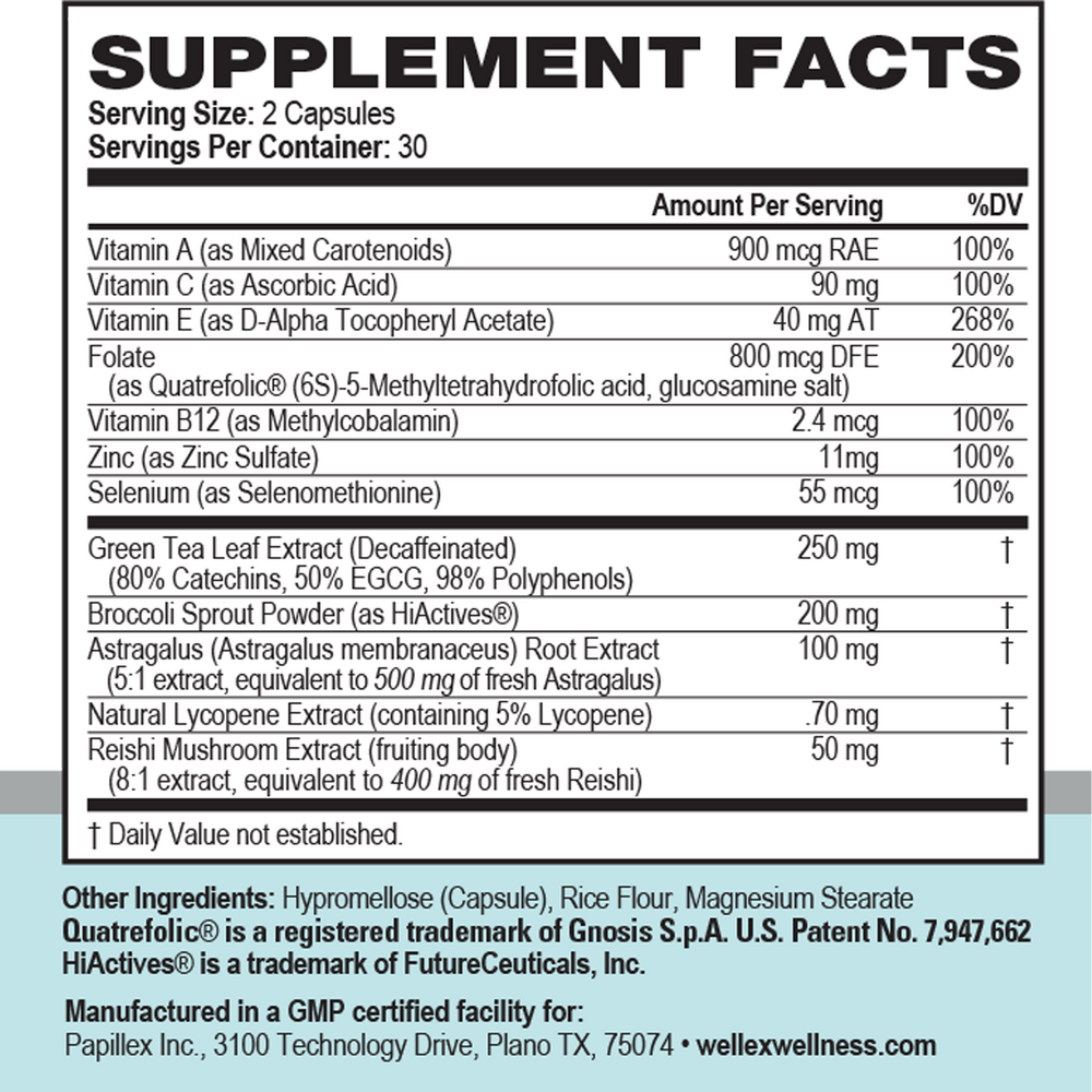 Papillex Supplement Facts Label