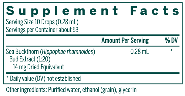 Sea Buckthorn Bud Supplement Facts Label