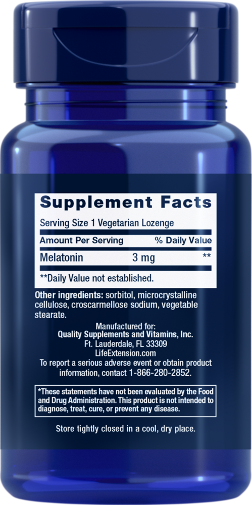 Melatonin Lozenges 3 mg Supplement Facts Label