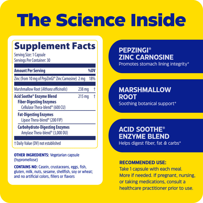 Acid Soothe™ - CAPSULES Supplement Facts Label