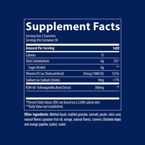 Ashwagandha Gummies Supplement Facts Label