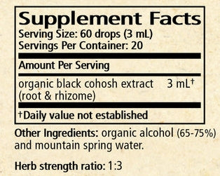 Cimicifuga/Black Cohosh 2oz Supplement Facts Label