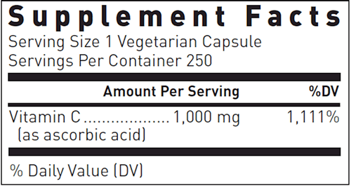 C-1000 250 Capsules Supplement Facts Label