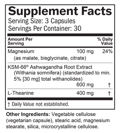 Calm My Brain Supplement Facts Label