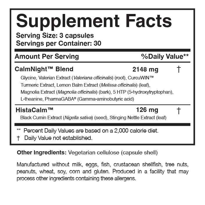 Circadian PM Supplement Facts Label