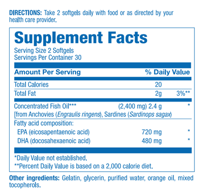 Clinical Omega-3 EPA/DHA 120ct Supplement Facts Label